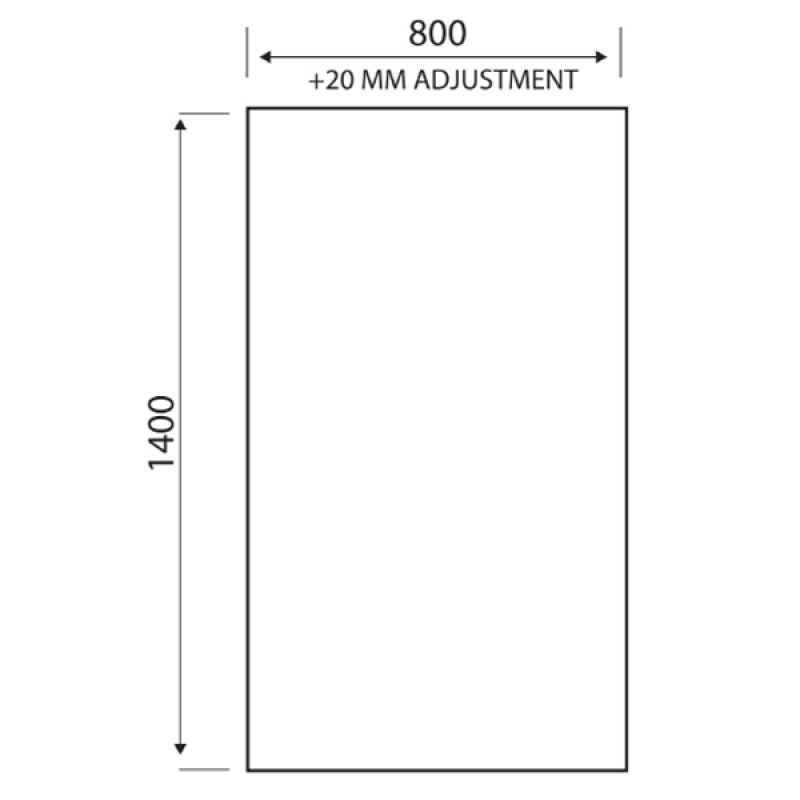 Orbit A6 Square Edge Hinged Bath Screen 1400mm H x 800mm W - 6mm Glass