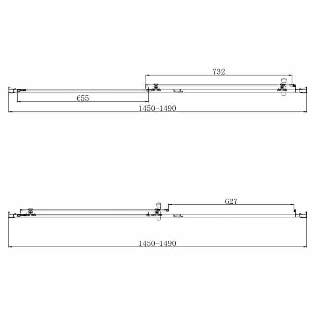 Orbit A6 Sliding Shower Door 1500mm Wide - 6mm Glass