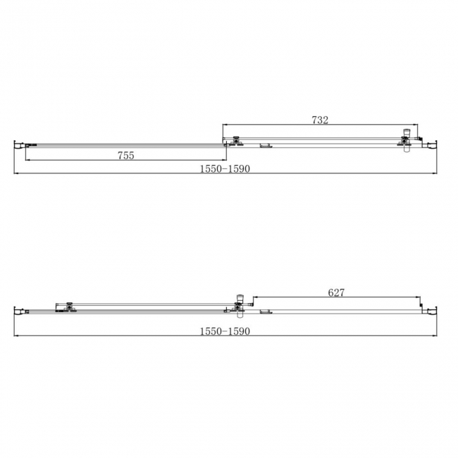 Orbit A6 Sliding Shower Door 1600mm Wide - 6mm Glass