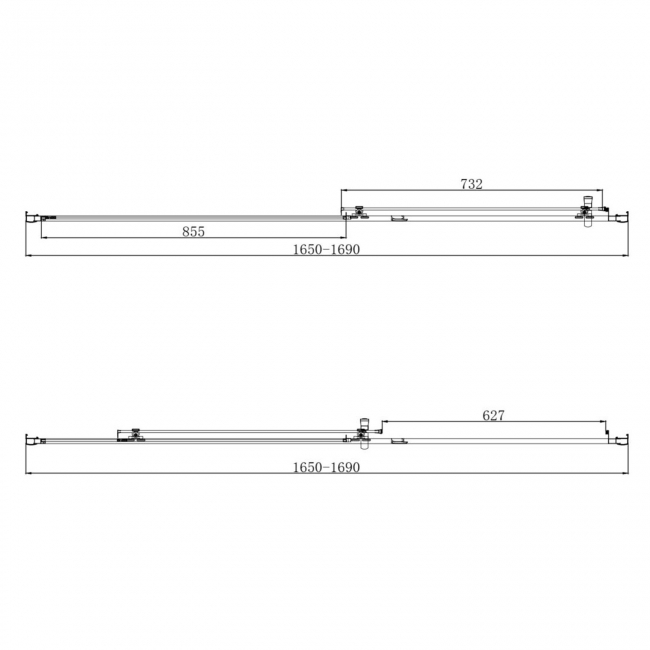Orbit A6 Sliding Shower Door 1700mm Wide - 6mm Glass
