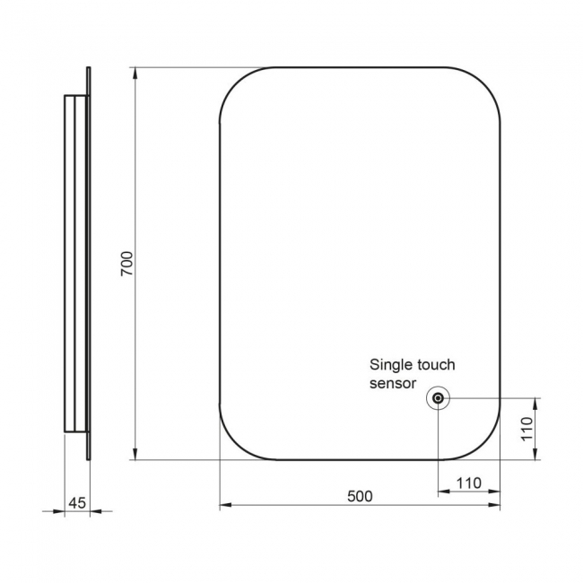 Orbit Aura LED Bathroom Mirror with Demister Pad and Shaver Socket 700mm H x 500mm W