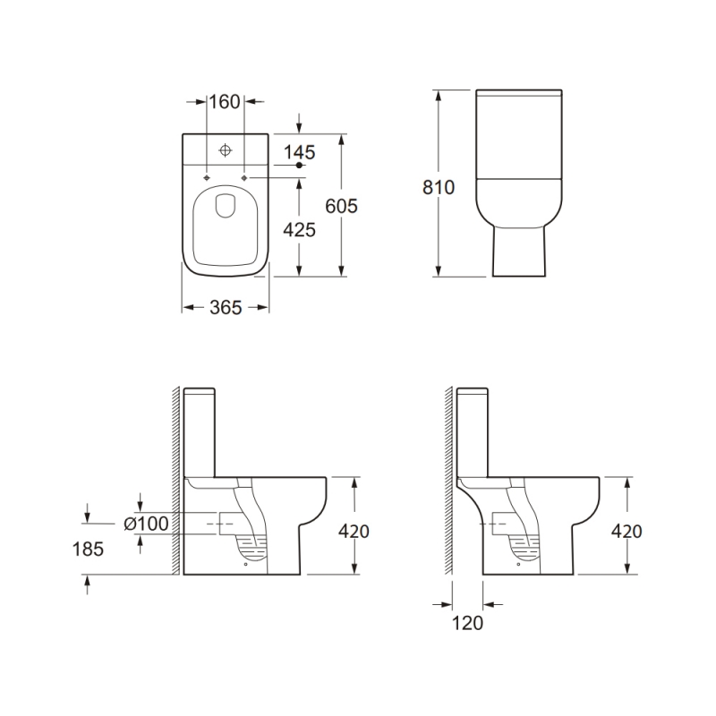 Orbit Choices Rimless Close Coupled Toilet with Push Button Cistern - Soft Close Seat