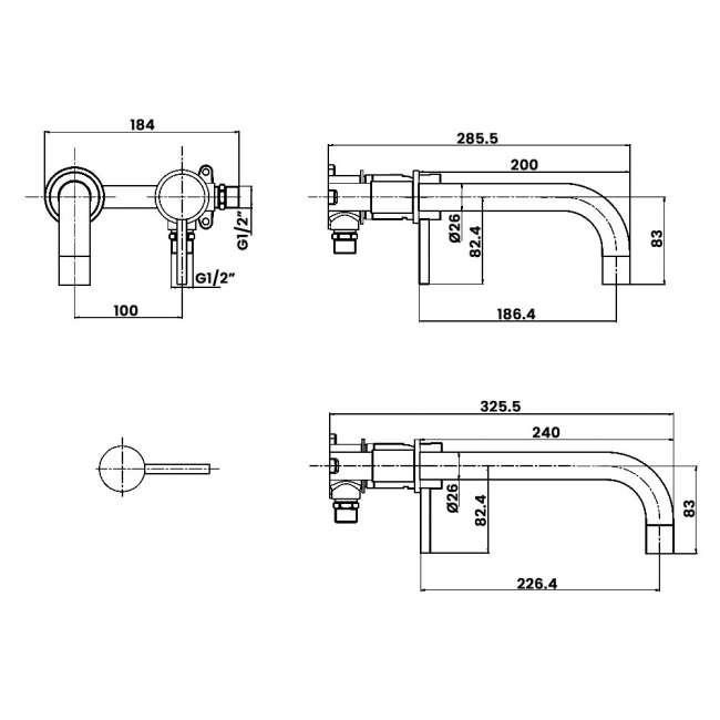 Orbit Core Lever Basin Mixer Tap Wall Mounted - Brushed Bronze