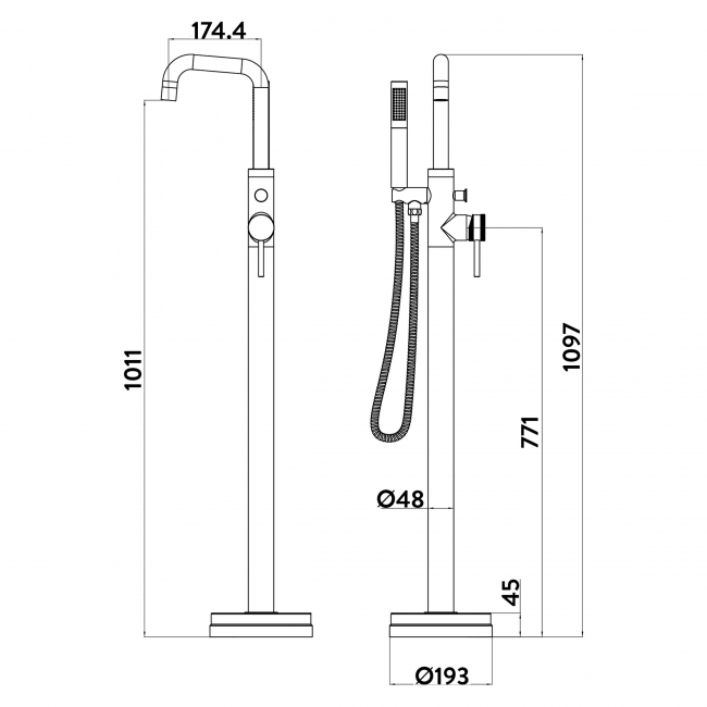 Orbit Core Freestanding Bath Shower Mixer Tap - Brushed Bronze