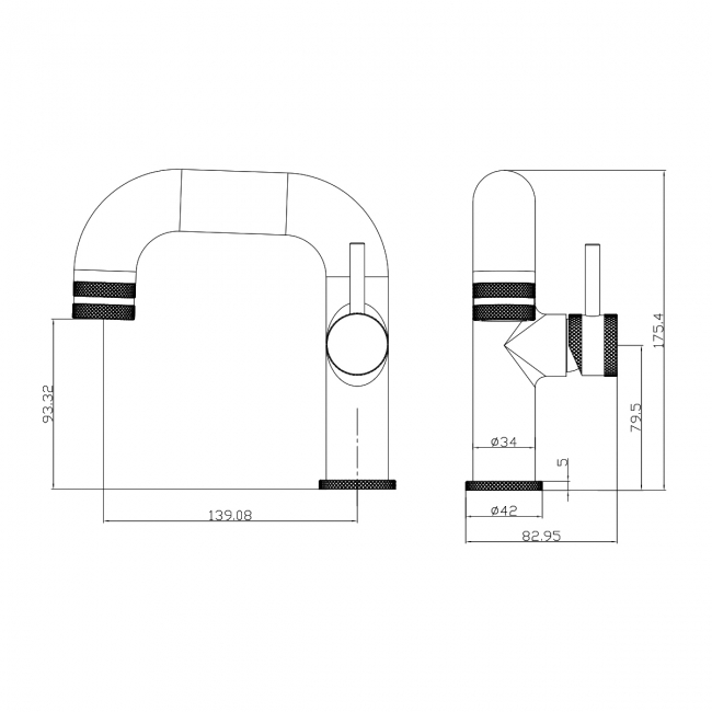 Orbit Core Side Lever Mono Basin Mixer Tap - Gunmetal