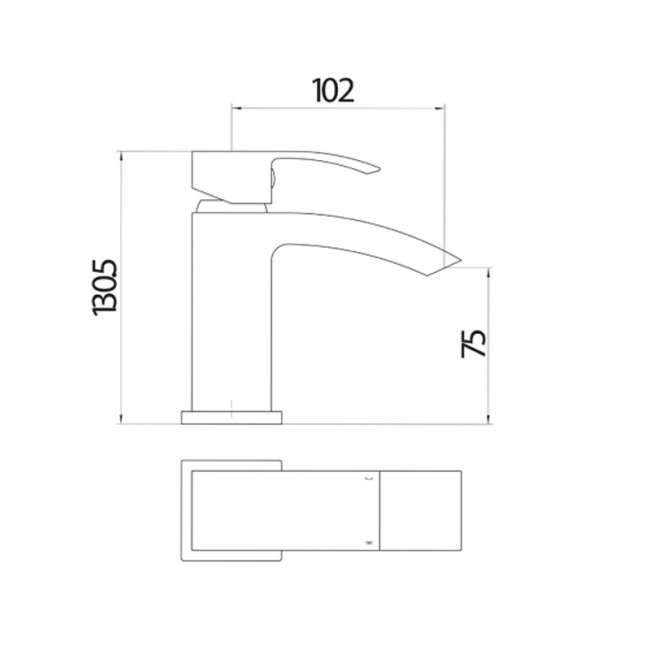 Orbit Descent Mini Mono Basin Mixer Tap with Push Button Waste - Matt Black