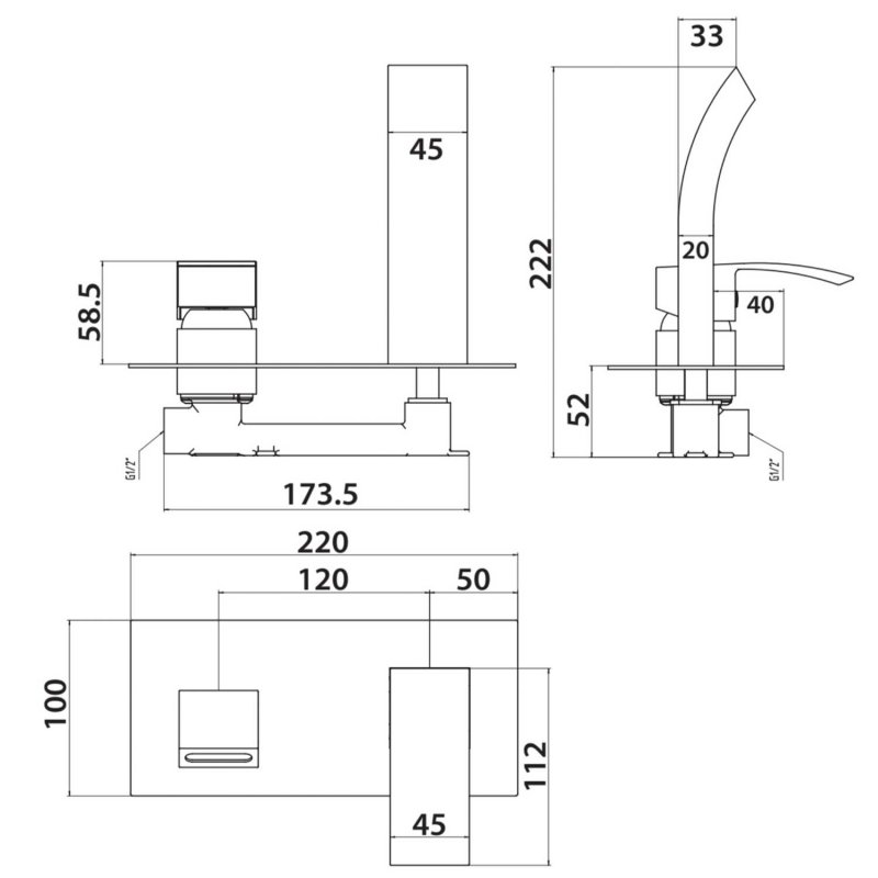 Orbit Descent Single Lever Basin Mixer Tap Wall Mounted - Matt Black