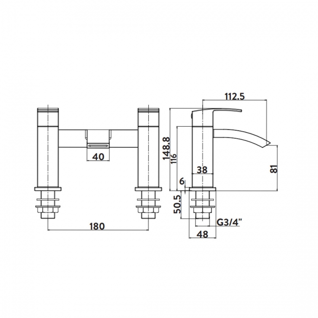 Orbit Descent Bath Filler Tap Pillar Mounted - Matt Black