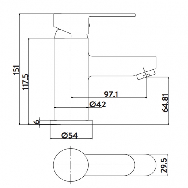 Orbit Endo Mono Basin Mixer Tap with Push Button Waste - Chrome