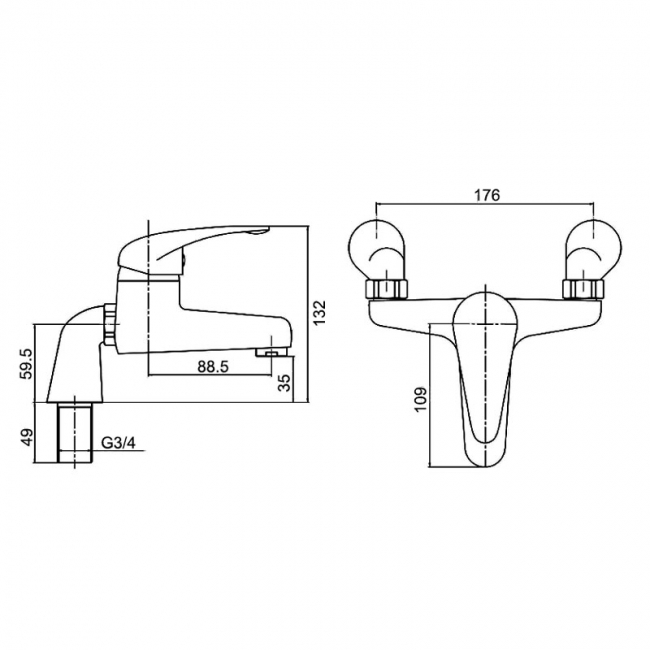 Orbit Entry Bath Filler Tap Pillar Mounted - Chrome