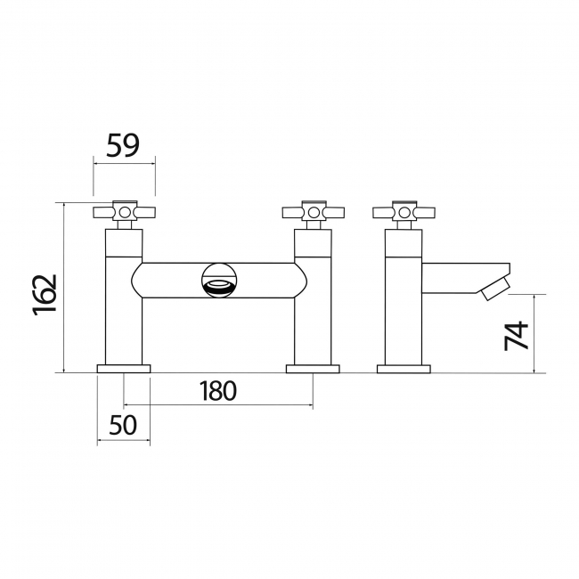Orbit Exo Bath Filler Tap Pillar Mounted - Chrome