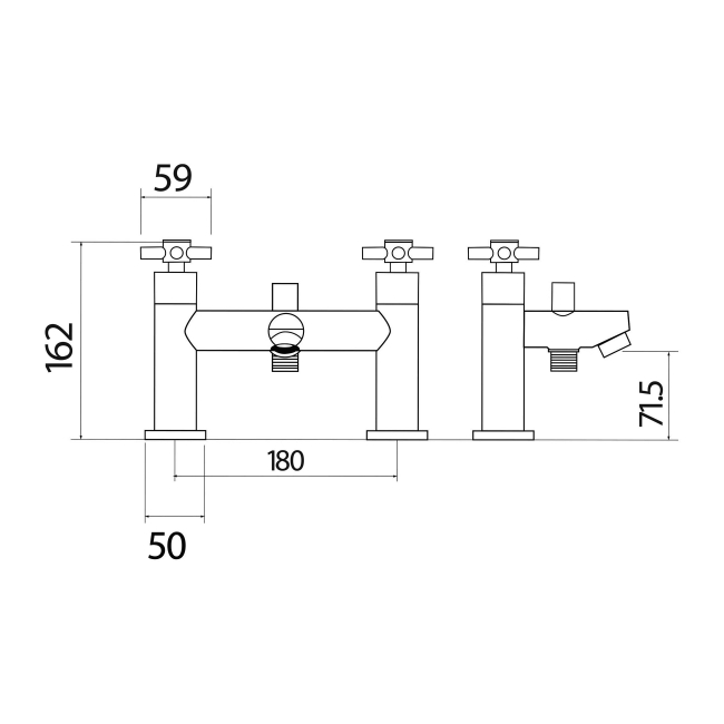 Orbit Exo Bath Shower Mixer Tap Pillar Mounted with Kit and Wall Bracket - Chrome