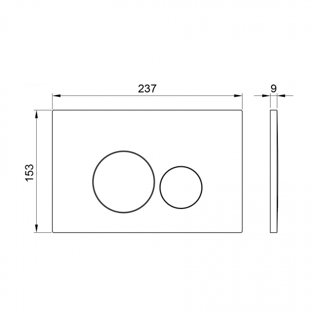 Orbit Round Dual Button Toilet Flush Plate - Black