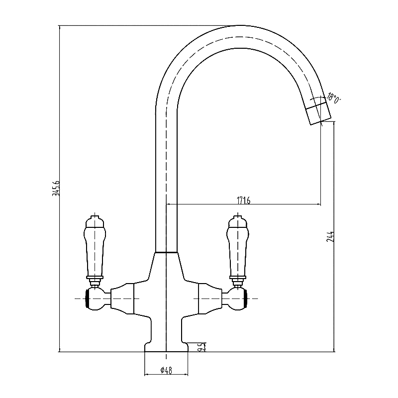 Orbit Harrogate Kitchen Sink Mixer Tap Dual Handle - Chrome