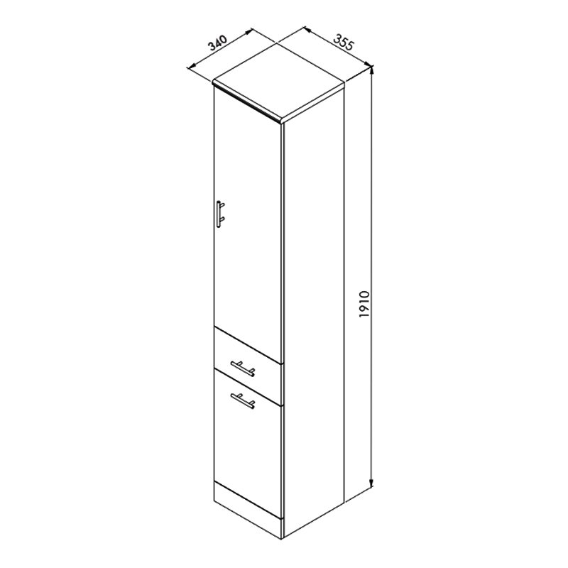 Orbit Verona Floor Standing Tall Storage Unit 355mm Wide - Gloss White