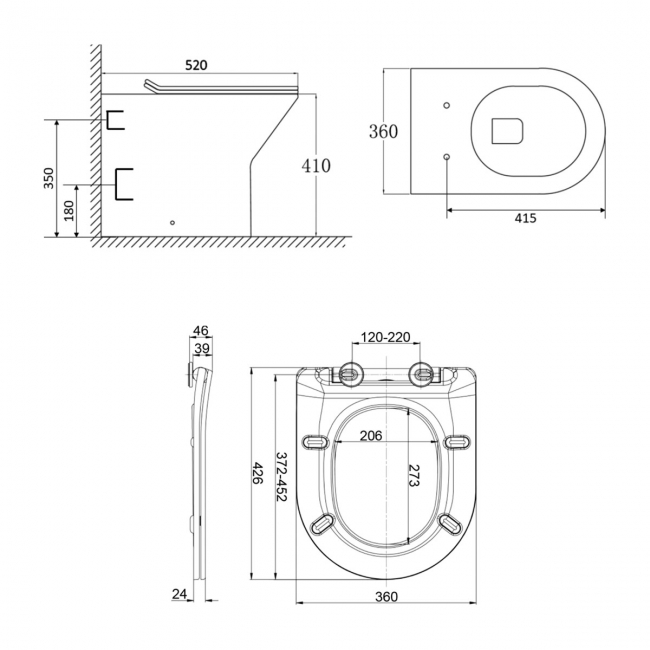 Orbit Life Rimless Back to Wall Toilet - Soft Close Seat