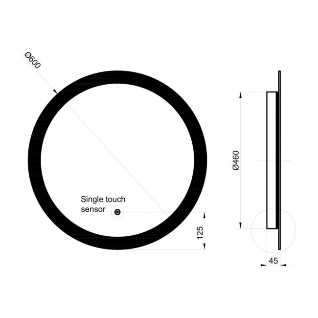 Orbit Lunar LED Bathroom Mirror with Demister Pad 600mm Diameter