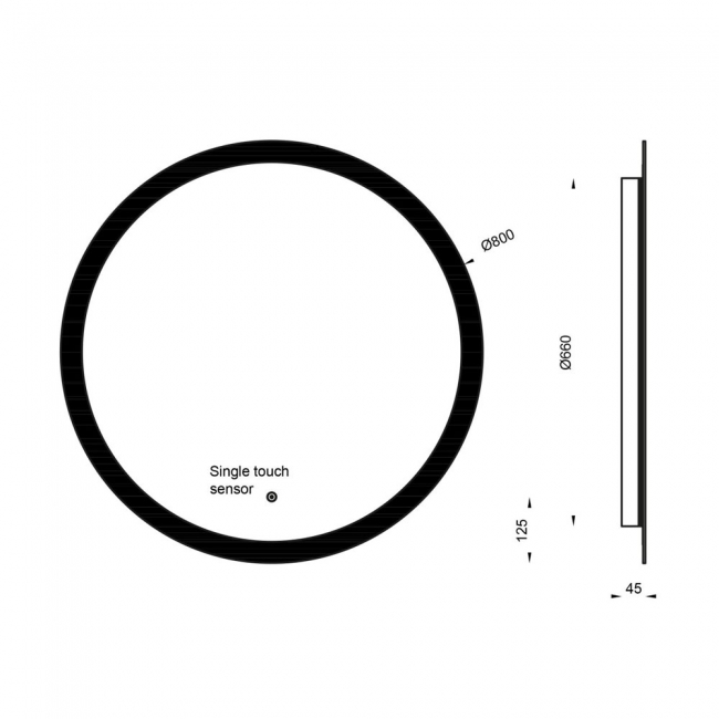 Orbit Lunar LED Bathroom Mirror with Demister Pad 800mm Diameter