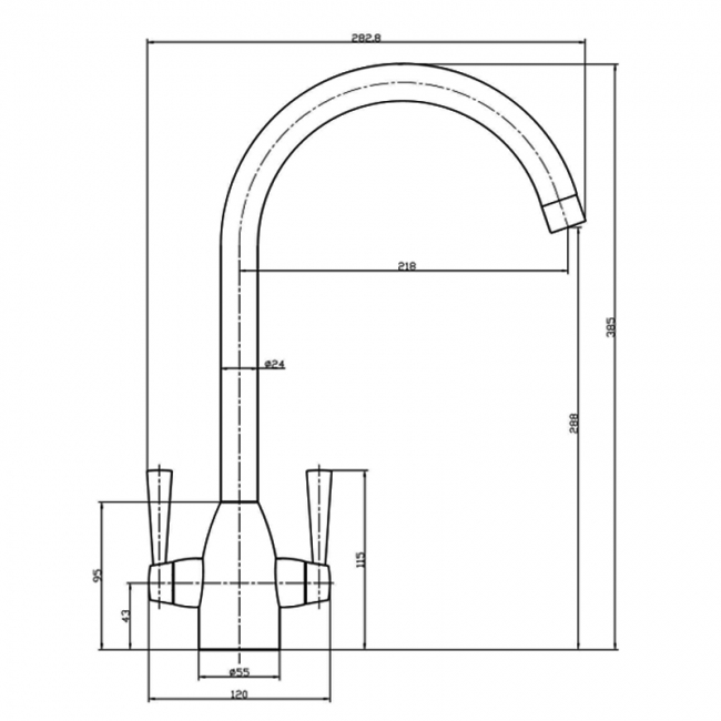 Orbit Marlo Kitchen Sink Mixer Tap Dual Handle - Brushed Nickel