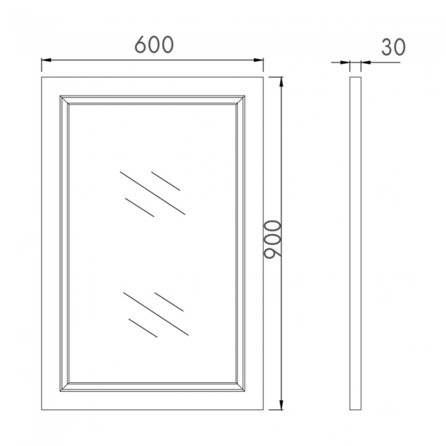 Orbit Harrogate Bathroom Mirror 900mm H x 600mm W - Arctic White