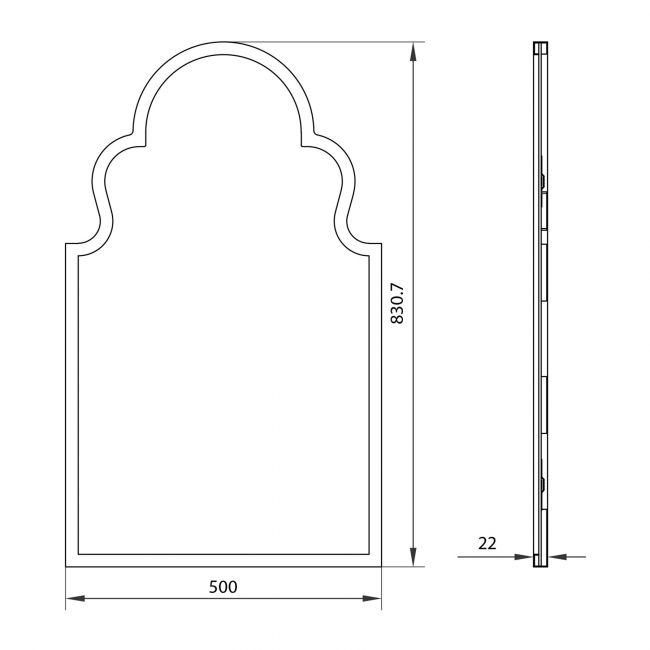 Orbit Harrogate Traditional Bathroom Mirror 830mm H x 500mm W - Aged Brass