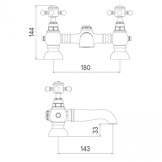 Orbit Harrogate Bath Filler Tap Pillar Mounted - Chrome