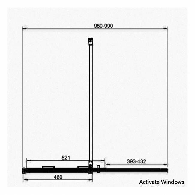 Orbit Momentum Chrome Frameless Sliding Wet Room Glass Panel 1000mm Wide - 8mm  | Dimension Image