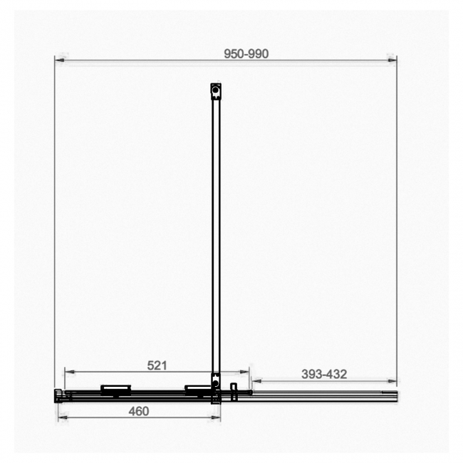 Orbit Momentum Gun Metal Frameless Sliding Wet Room Glass Panel 1000mm Wide - 8mm