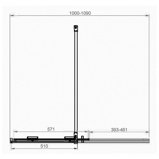 Orbit Momentum Chrome Frameless Sliding Wet Room Glass Panel 1100mm Wide - 8mm