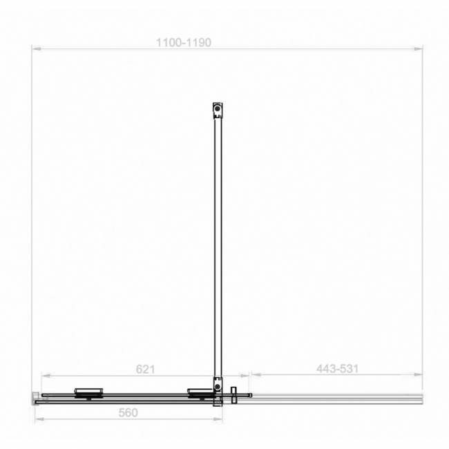 Orbit Momentum Brushed Brass Frameless Sliding Wet Room Glass Panel 1200mm Wide - 8mm