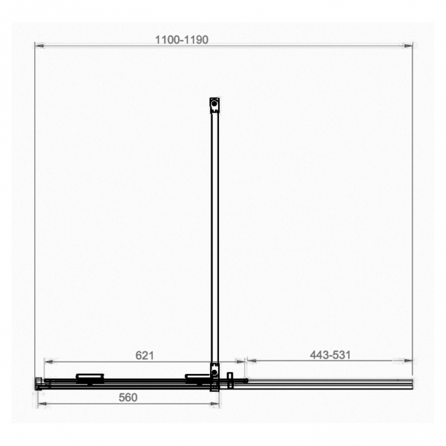 Orbit Momentum Chrome Frameless Sliding Wet Room Glass Panel 1200mm Wide - 8mm