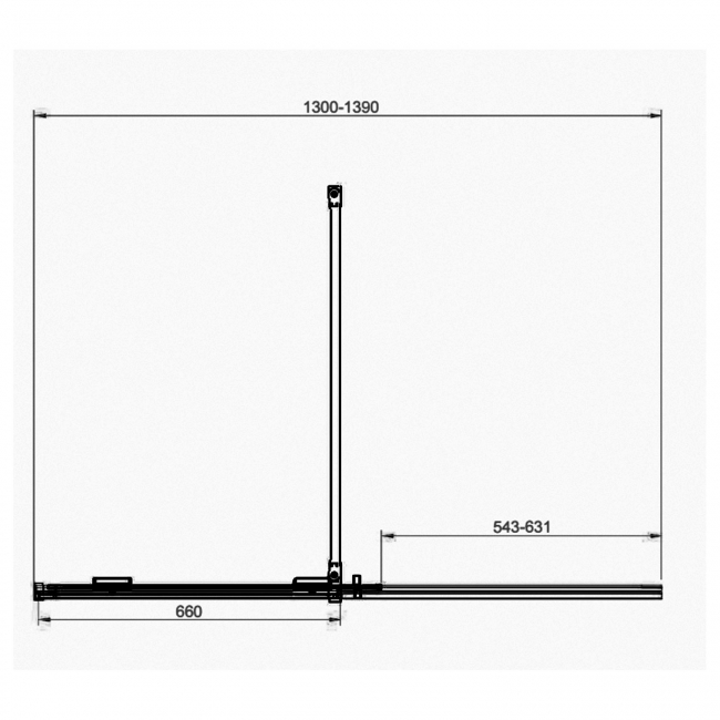 Orbit Momentum Brushed Bronze Frameless Sliding Wet Room Glass Panel 1400mm Wide - 8mm