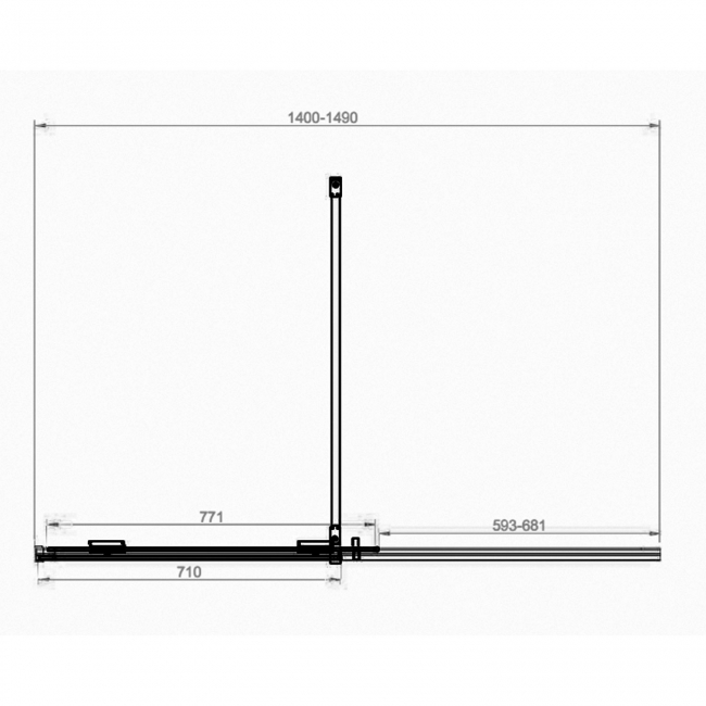 Orbit Momentum Brushed Bronze Frameless Sliding Wet Room Glass Panel 1500mm Wide - 8mm  | Dimension Image