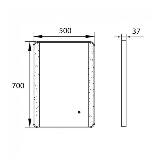 Orbit Mono Soft Square Colour Changing Bathroom Mirror with Demister Pad 700mm H x 500mm W