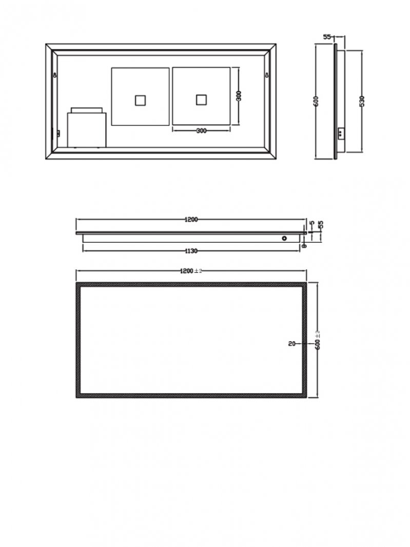 Orbit Mosca LED Bathroom Mirror with Demister Pad and Shaver Socket 600mm H 1200mm W