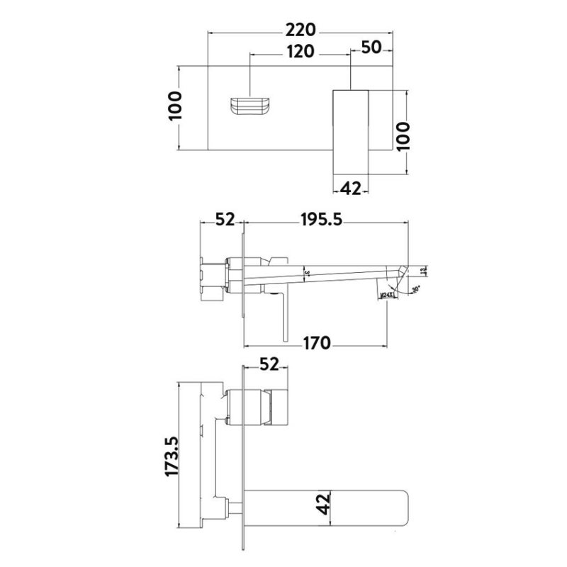 Orbit Muro Bath Filler Tap Wall Mounted - Chrome