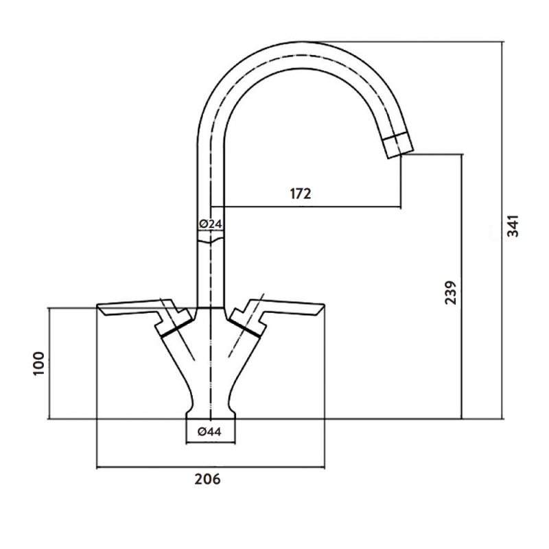 Orbit Olicana Kitchen Sink Mixer Tap Dual Handle - Chrome