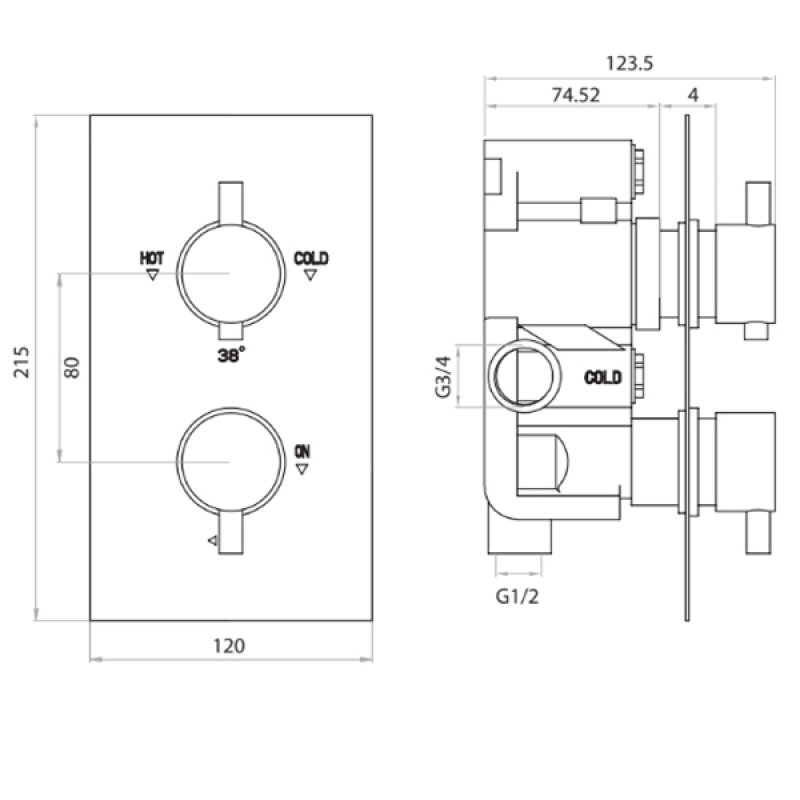 Orbit Recessed Shower Valve INTERNAL006 Concealed Chrome