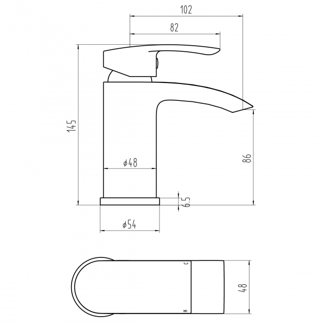Orbit Reno Mono Basin Mixer Tap with Push Button Waste - Matt Black