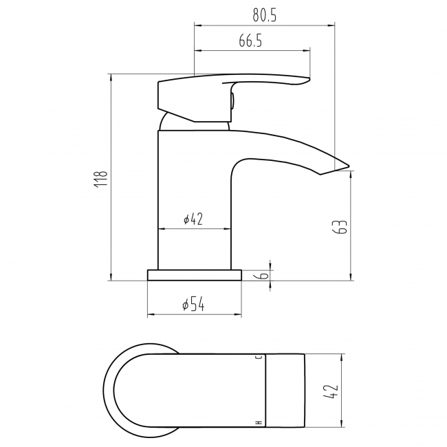 Orbit Reno Mini Mono Basin Mixer Tap with Push Button Waste - Chrome
