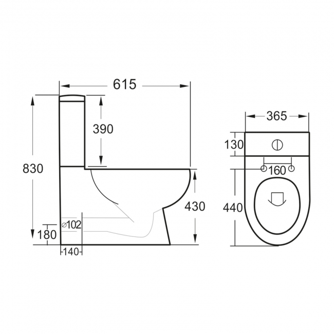 Orbit Riva Closed Back Coupled Rimless Pan Push Button Cistern - Excluding Seat