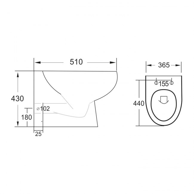 Orbit Riva Rimless Back to Wall Pan - Excluding Seat