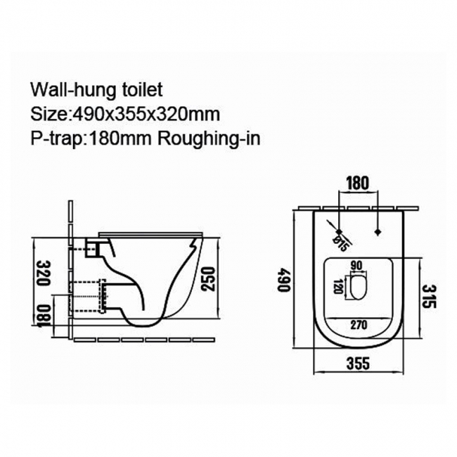 Orbit Riviera Round Rimless Wall Hung Toilet Pan with Soft Close Seat - Gloss White