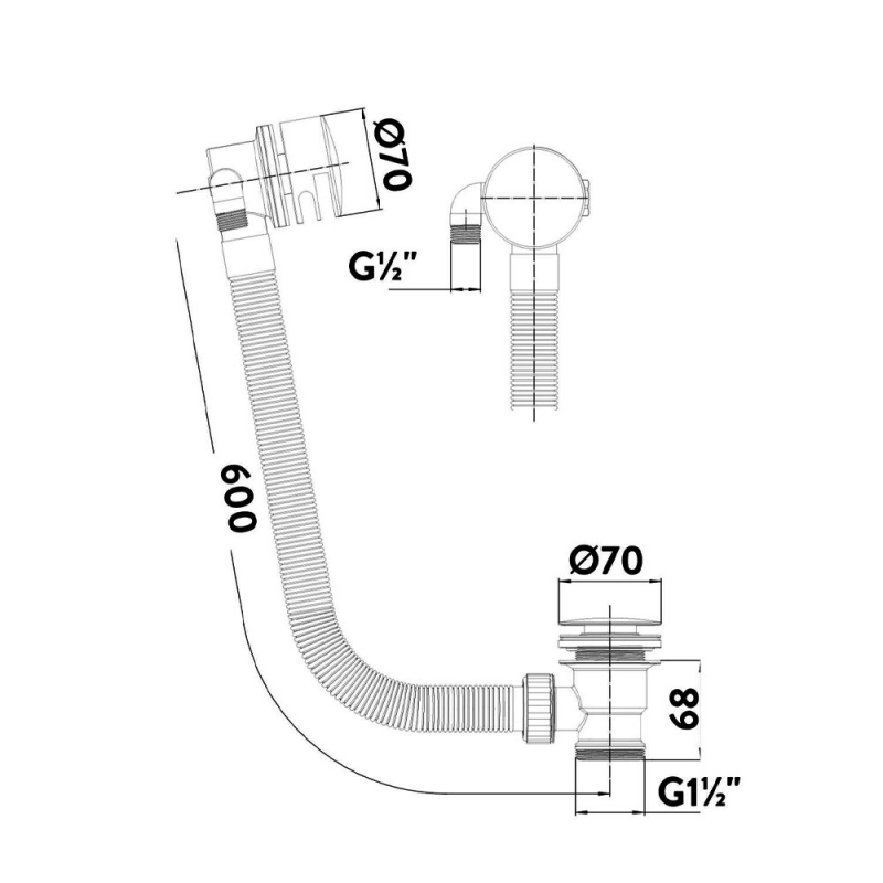 Orbit Round Bath Filler with Sprung Waste and Overflow - Chrome