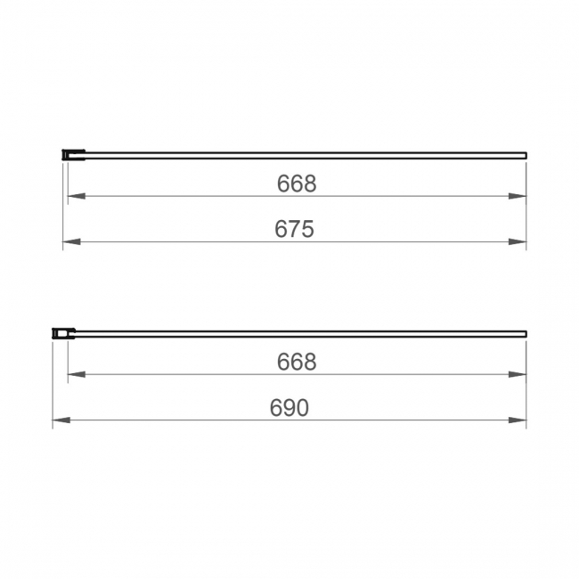 Orbit S8 Fluted Black Wet Room Glass Panel 700mm Wide - 8mm Glass