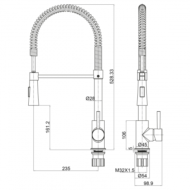 Orbit Tirare Kitchen Sink Mixer Tap - Brushed Nickel