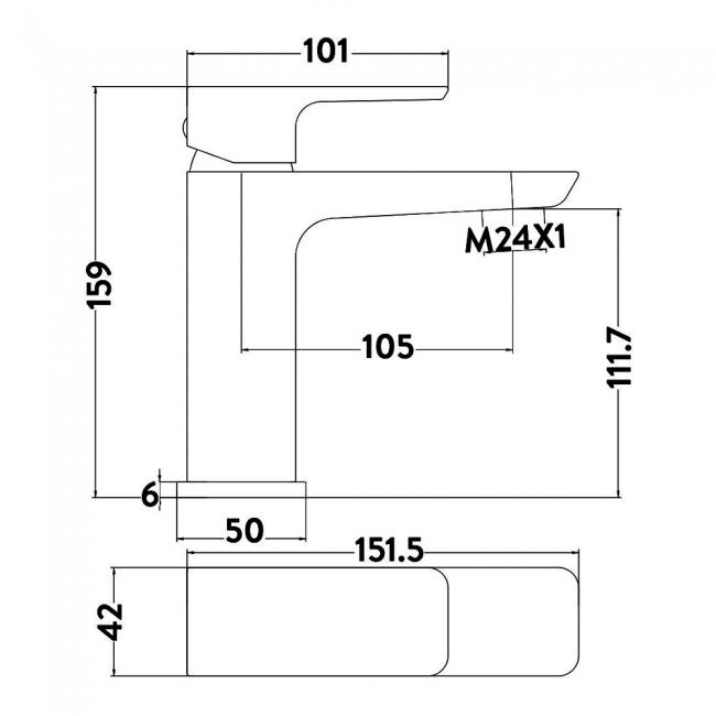 Orbit Muro Mono Basin Mixer Tap with Push Button Waste - Chrome