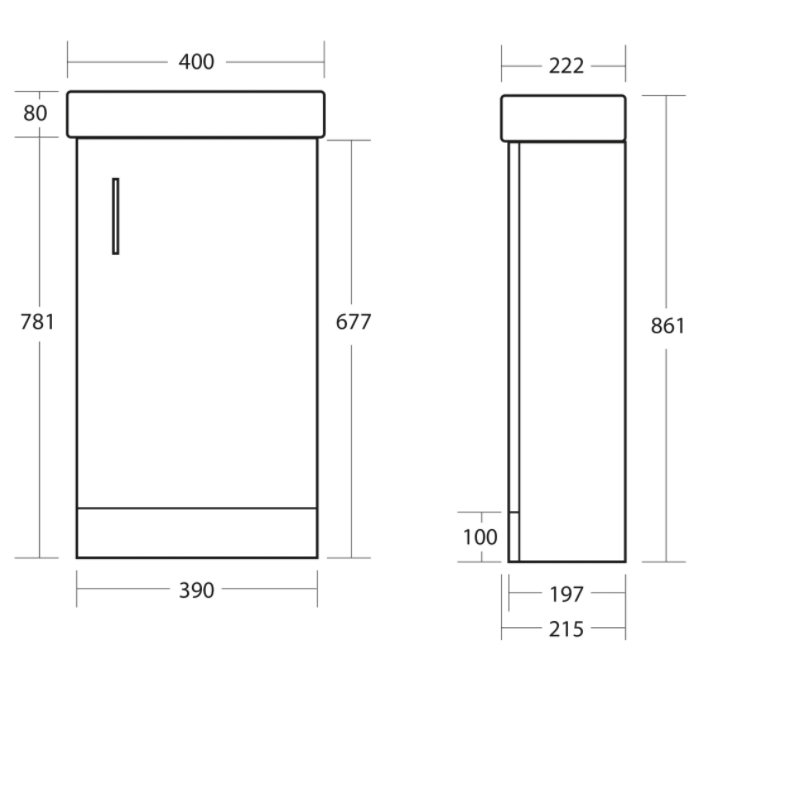 Orbit Verona Floor Standing 1-Door Vanity Unit with Basin 400mm Wide - Anthracite