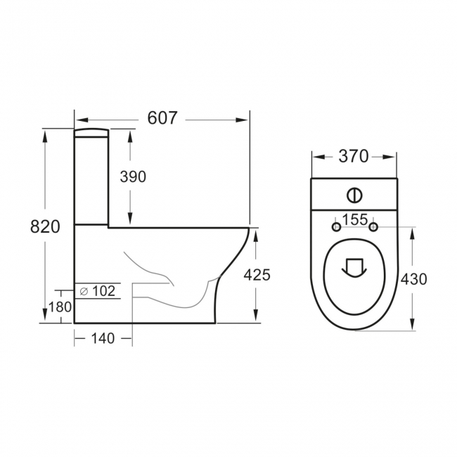 Orbit Viva Fully Back to Wall Close Coupled Rimless Pan Push Button Cistern - Excluding Seat