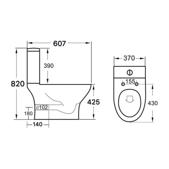 Orbit Viva Open Back Close Coupled Rimless Pan Push Button Cistern - Excluding Seat